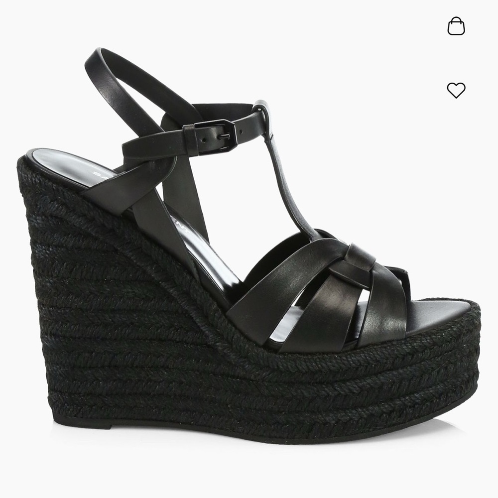 Saint Laurent Black Wedge Heels - Picture 2 of 14